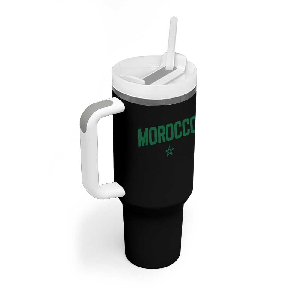 Morocco Star Flag Minimalist Moroccan Pride Tumbler With Handle