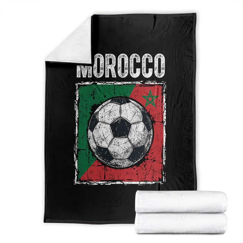 Vintage Morocco Soccer Flag Throw Blanket Moroccan Football Fans National Pride Sports