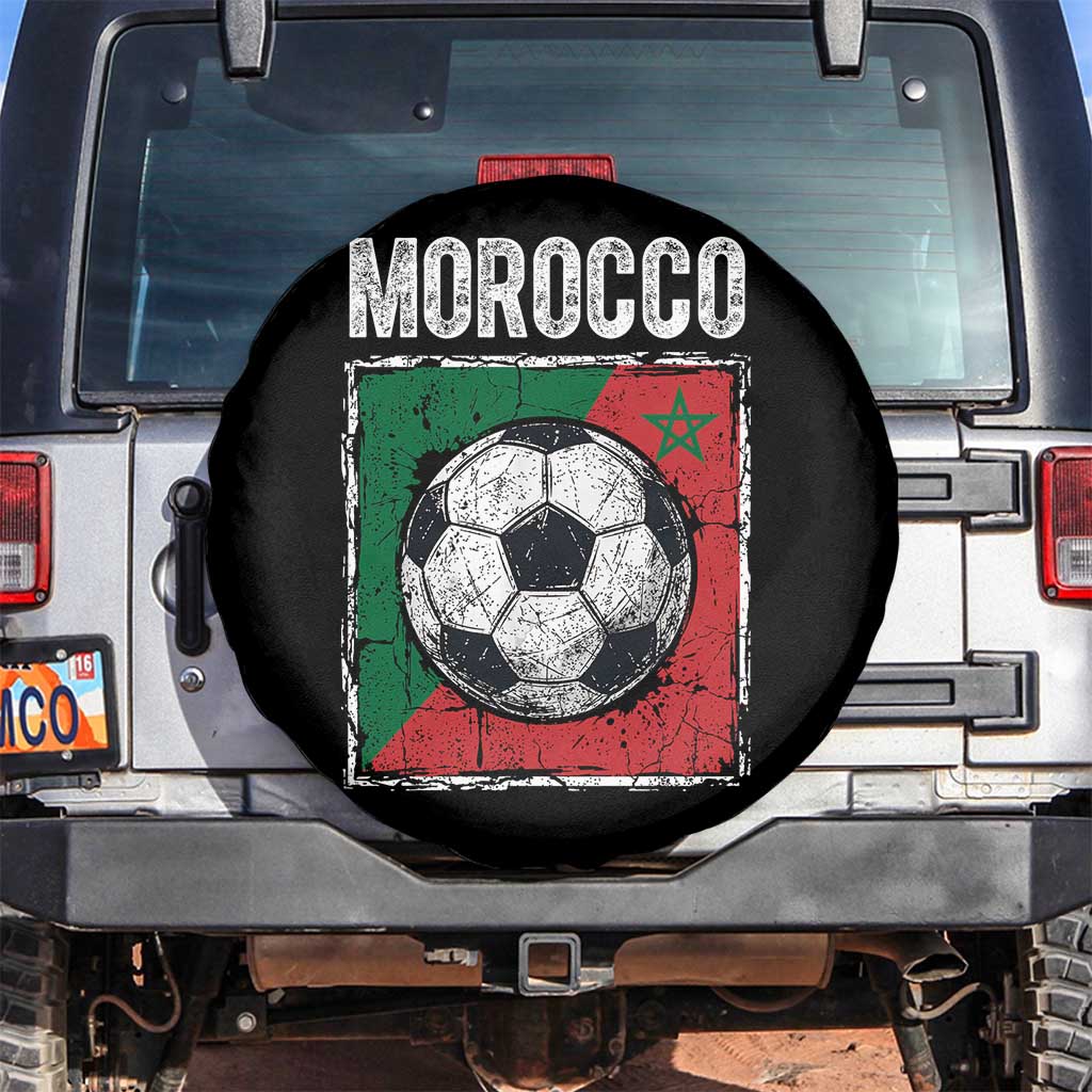 Vintage Morocco Soccer Flag Spare Tire Cover Moroccan Football Fans National Pride Sports