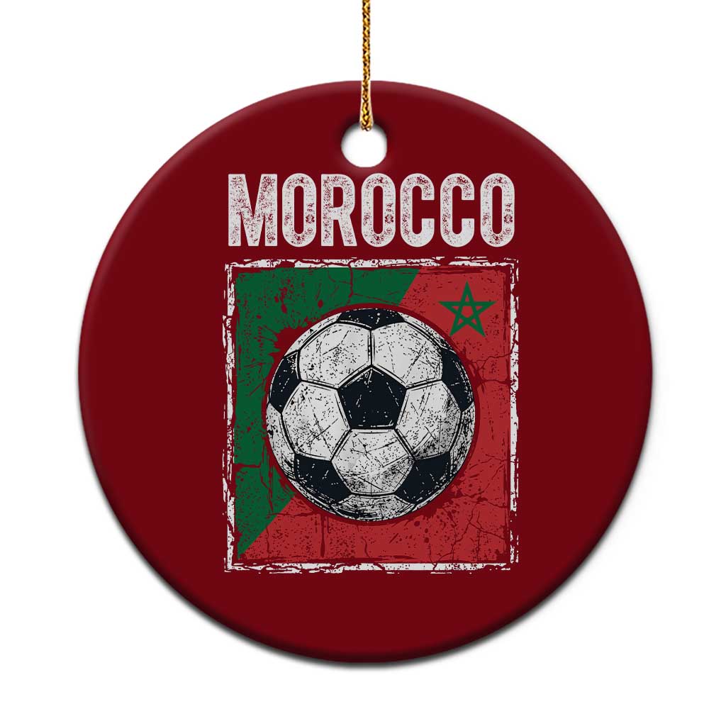 Vintage Morocco Soccer Flag Ceramic Ornament Moroccan Football Fans National Pride Sports