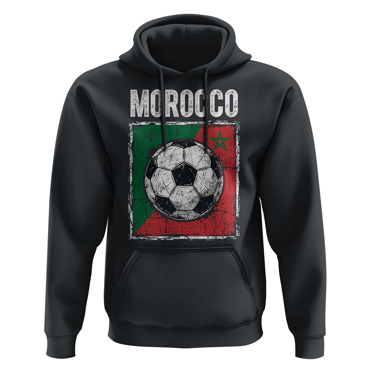 Vintage Morocco Soccer Flag Hoodie Moroccan Football Fans National Pride Sports