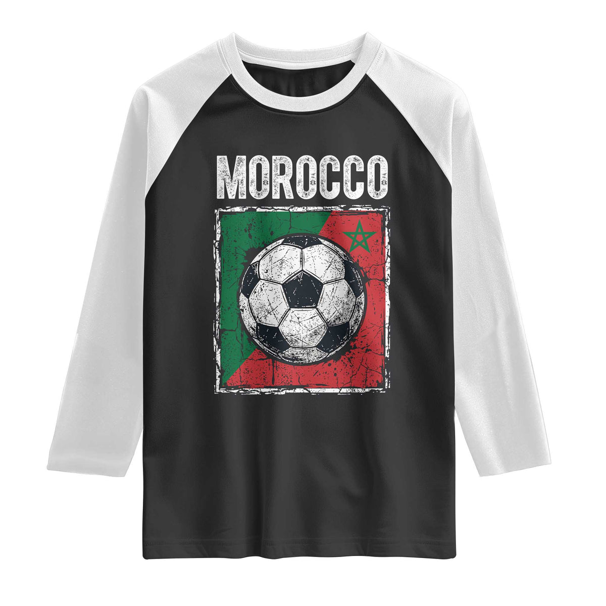 Vintage Morocco Soccer Flag Raglan Shirt Moroccan Football Fans National Pride Sports
