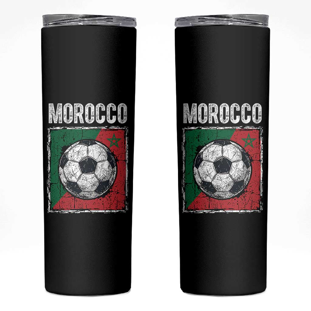 Vintage Morocco Soccer Flag Skinny Tumbler Moroccan Football Fans National Pride Sports