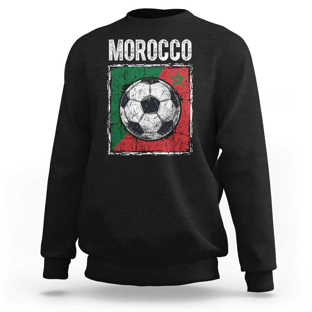 Vintage Morocco Soccer Flag Sweatshirt Moroccan Football Fans National Pride Sports