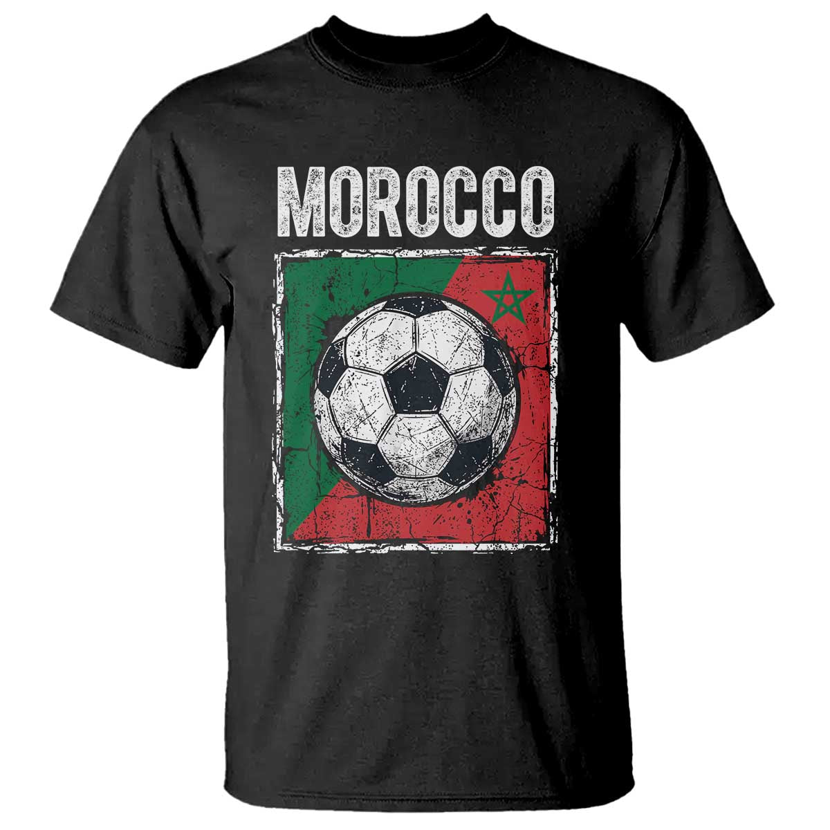 Vintage Morocco Soccer Flag T Shirt Moroccan Football Fans National Pride Sports