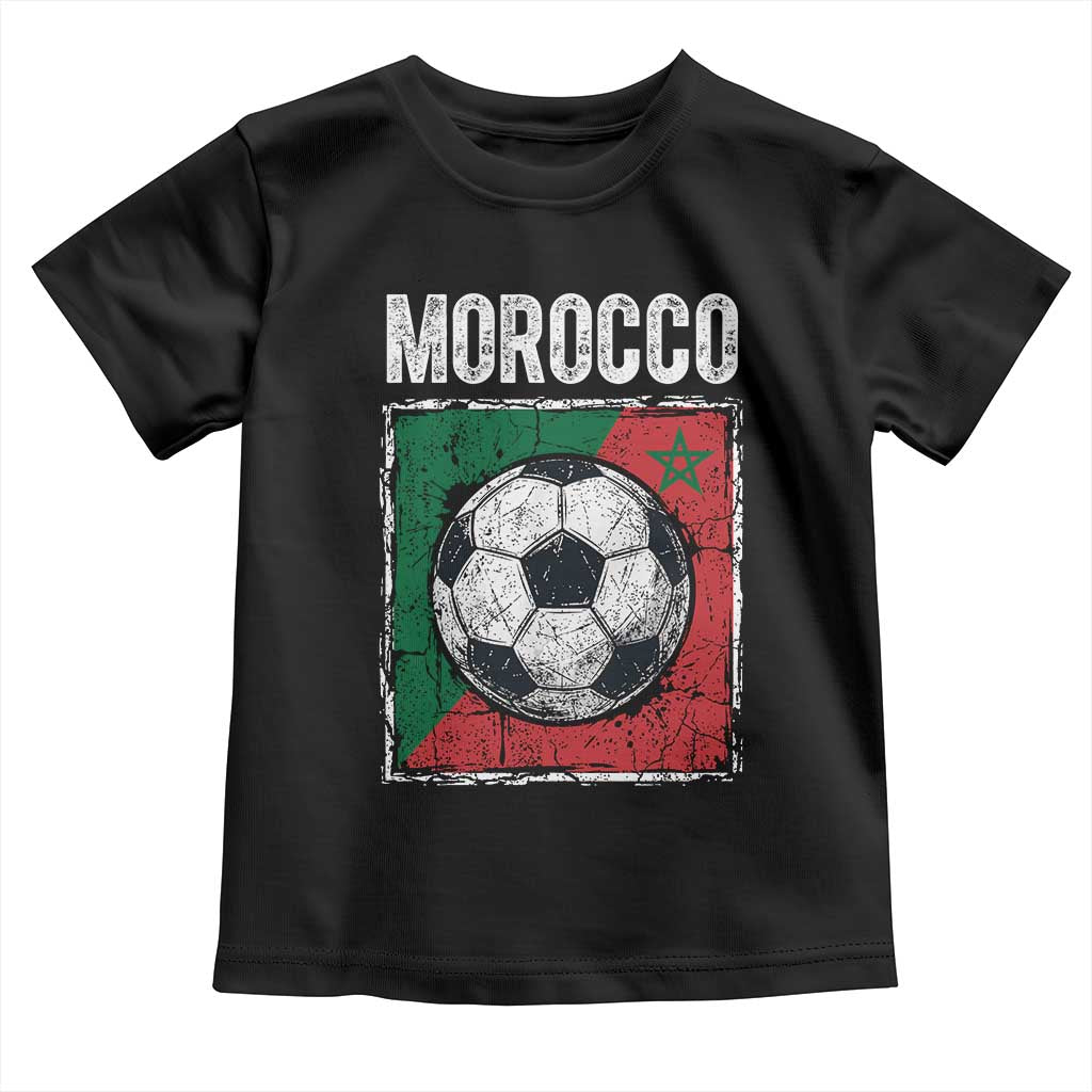 Vintage Morocco Soccer Flag Toddler T Shirt Moroccan Football Fans National Pride Sports