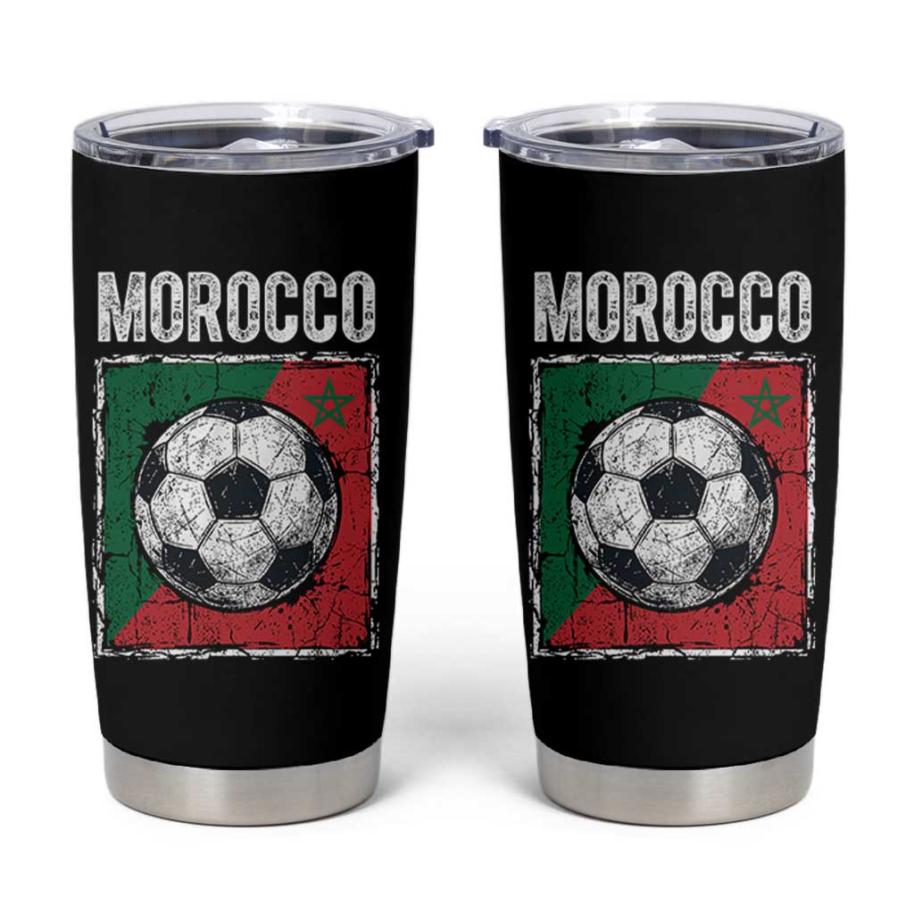 Vintage Morocco Soccer Flag Tumbler Cup Moroccan Football Fans National Pride Sports