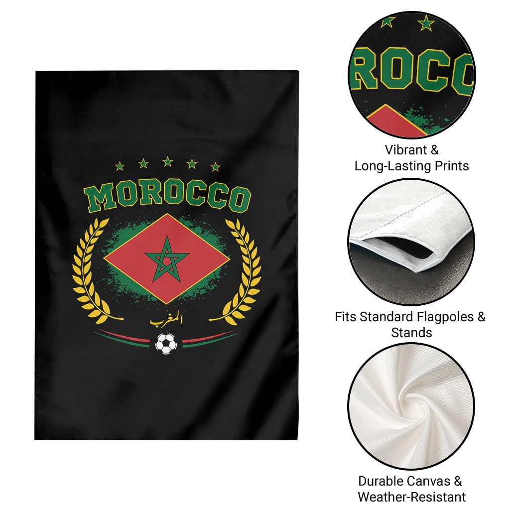 Morocco Football Laurel Wreath Crest Graphic Garden Flag Proud Moroccan Soccer Star Emblem Sports Fans