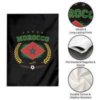 Morocco Football Laurel Wreath Crest Graphic Garden Flag Proud Moroccan Soccer Star Emblem Sports Fans