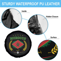 Morocco Football Laurel Wreath Crest Graphic Spare Tire Cover Proud Moroccan Soccer Star Emblem Sports Fans