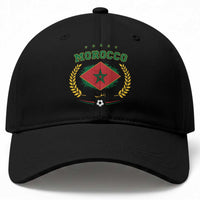 Morocco Football Laurel Wreath Crest Graphic Baseball Cap Proud Moroccan Soccer Star Emblem Sports Fans