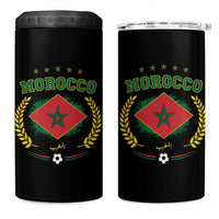 Morocco Football Laurel Wreath Crest Graphic 4 in 1 Can Cooler Tumbler Proud Moroccan Soccer Star Emblem Sports Fans