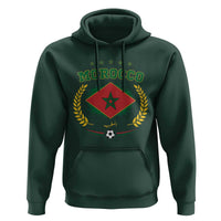 Morocco Football Laurel Wreath Crest Graphic Hoodie Proud Moroccan Soccer Star Emblem Sports Fans