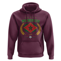 Morocco Football Laurel Wreath Crest Graphic Hoodie Proud Moroccan Soccer Star Emblem Sports Fans