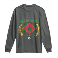 Morocco Football Laurel Wreath Crest Graphic Long Sleeve Shirt Proud Moroccan Soccer Star Emblem Sports Fans