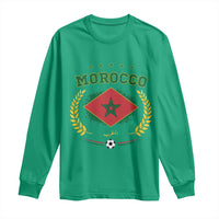Morocco Football Laurel Wreath Crest Graphic Long Sleeve Shirt Proud Moroccan Soccer Star Emblem Sports Fans