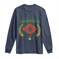 Morocco Football Laurel Wreath Crest Graphic Long Sleeve Shirt Proud Moroccan Soccer Star Emblem Sports Fans