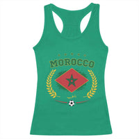 Morocco Football Laurel Wreath Crest Graphic Racerback Tank Top Proud Moroccan Soccer Star Emblem Sports Fans