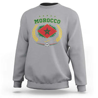 Morocco Football Laurel Wreath Crest Graphic Sweatshirt Proud Moroccan Soccer Star Emblem Sports Fans
