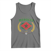 Morocco Football Laurel Wreath Crest Graphic Tank Top Proud Moroccan Soccer Star Emblem Sports Fans