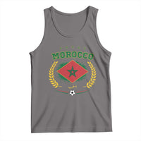 Morocco Football Laurel Wreath Crest Graphic Tank Top Proud Moroccan Soccer Star Emblem Sports Fans