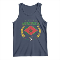 Morocco Football Laurel Wreath Crest Graphic Tank Top Proud Moroccan Soccer Star Emblem Sports Fans