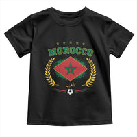Morocco Football Laurel Wreath Crest Graphic Toddler T Shirt Proud Moroccan Soccer Star Emblem Sports Fans