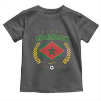 Morocco Football Laurel Wreath Crest Graphic Toddler T Shirt Proud Moroccan Soccer Star Emblem Sports Fans