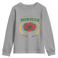 Morocco Football Laurel Wreath Crest Graphic Youth Sweatshirt Proud Moroccan Soccer Star Emblem Sports Fans