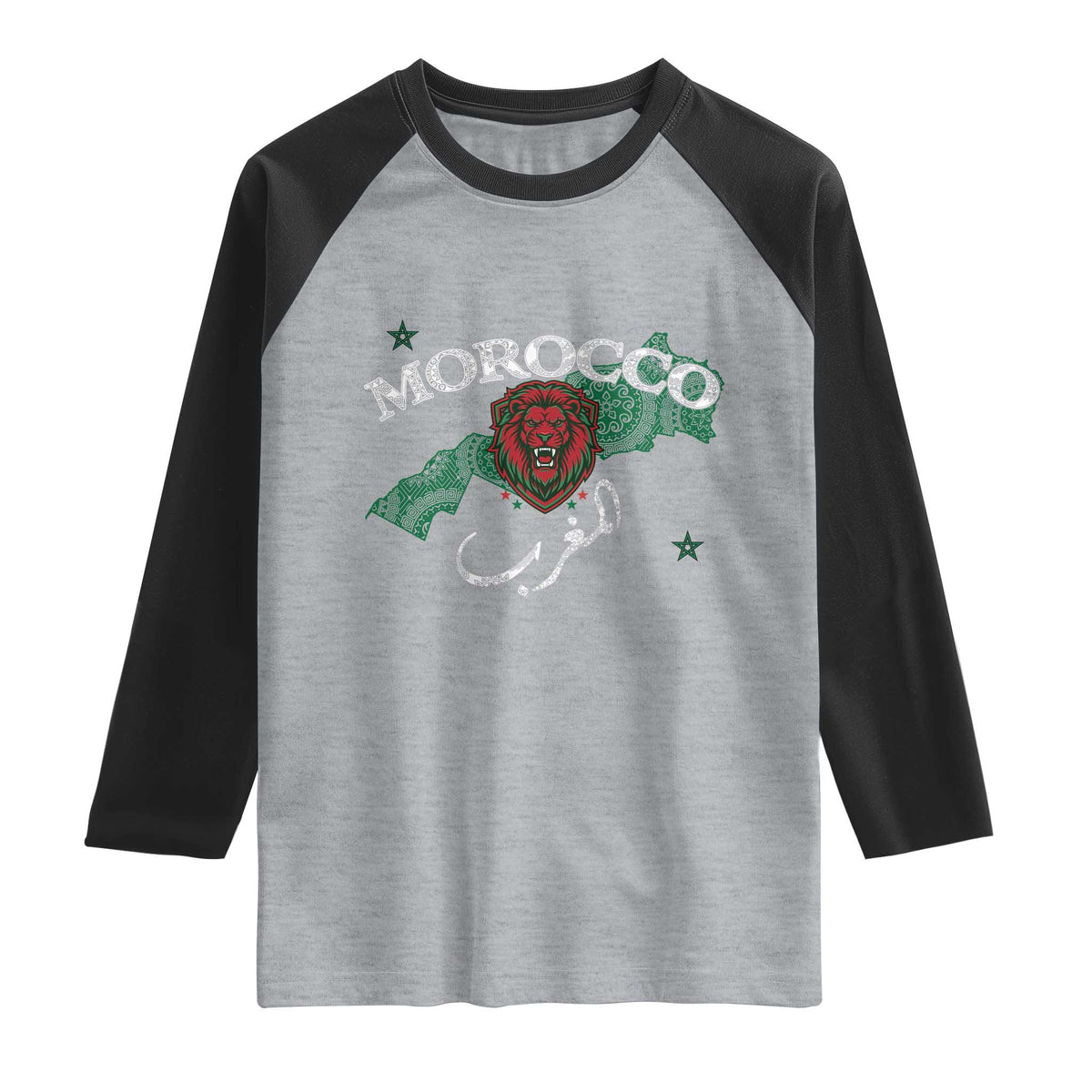 Morocco Lion Maghrib Moroccan Spirit Heritage Raglan Shirt