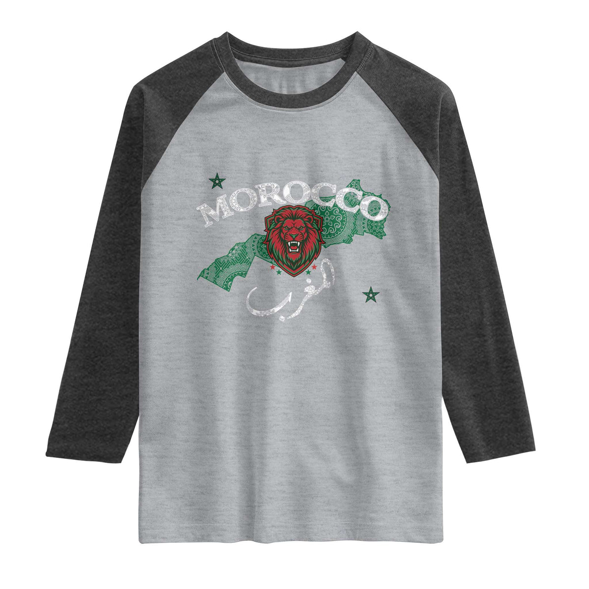 Morocco Lion Maghrib Moroccan Spirit Heritage Raglan Shirt