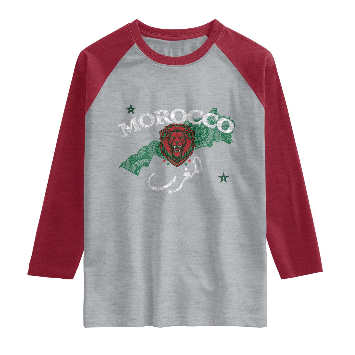 Morocco Lion Maghrib Moroccan Spirit Heritage Raglan Shirt