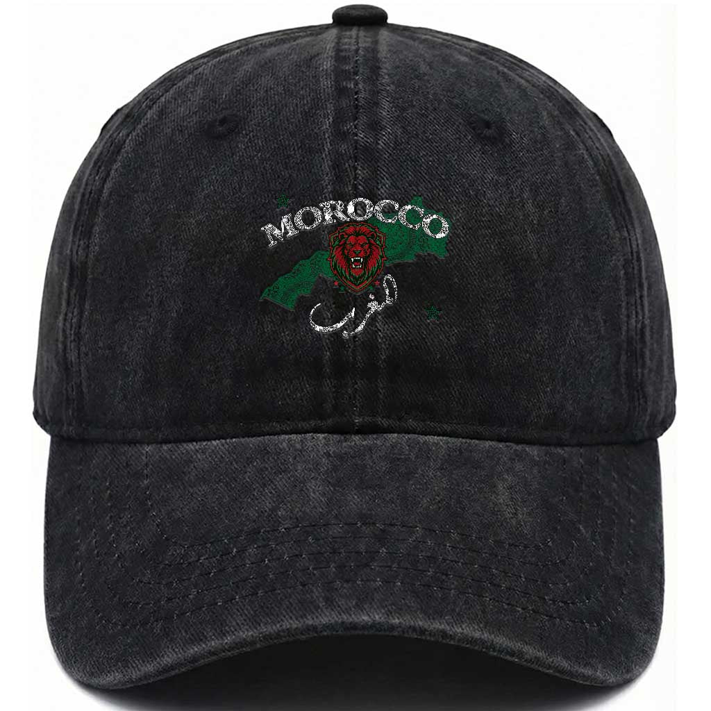 Morocco Lion Maghrib Moroccan Spirit Heritage Washed Cotton Baseball Cap