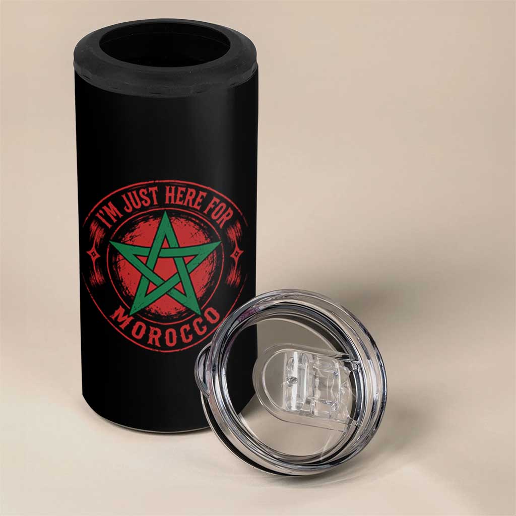 I'm Just Here for Morocco 4 in 1 Can Cooler Tumbler Funny Moroccan Pride Supporter Sports Fan