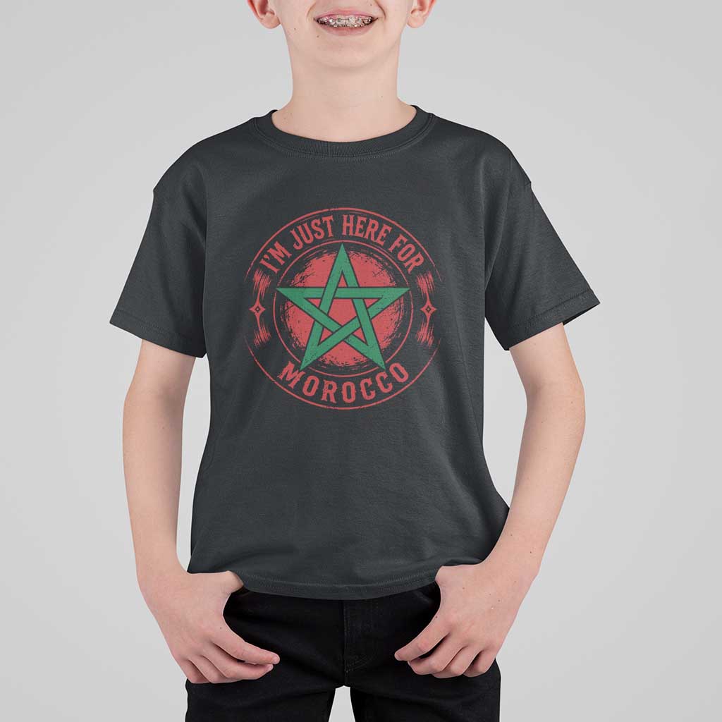 I'm Just Here for Morocco T Shirt For Kid Funny Moroccan Pride Supporter Sports Fan
