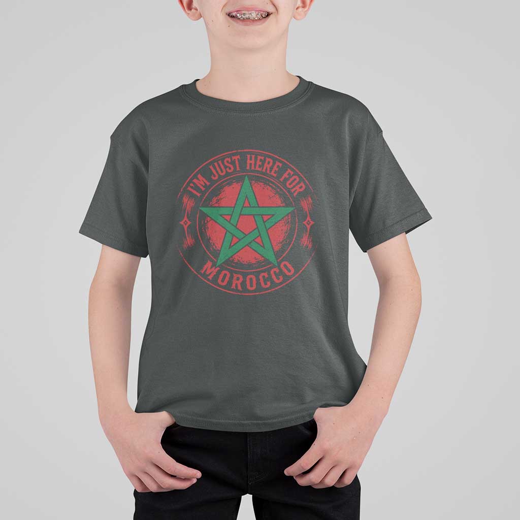 I'm Just Here for Morocco T Shirt For Kid Funny Moroccan Pride Supporter Sports Fan