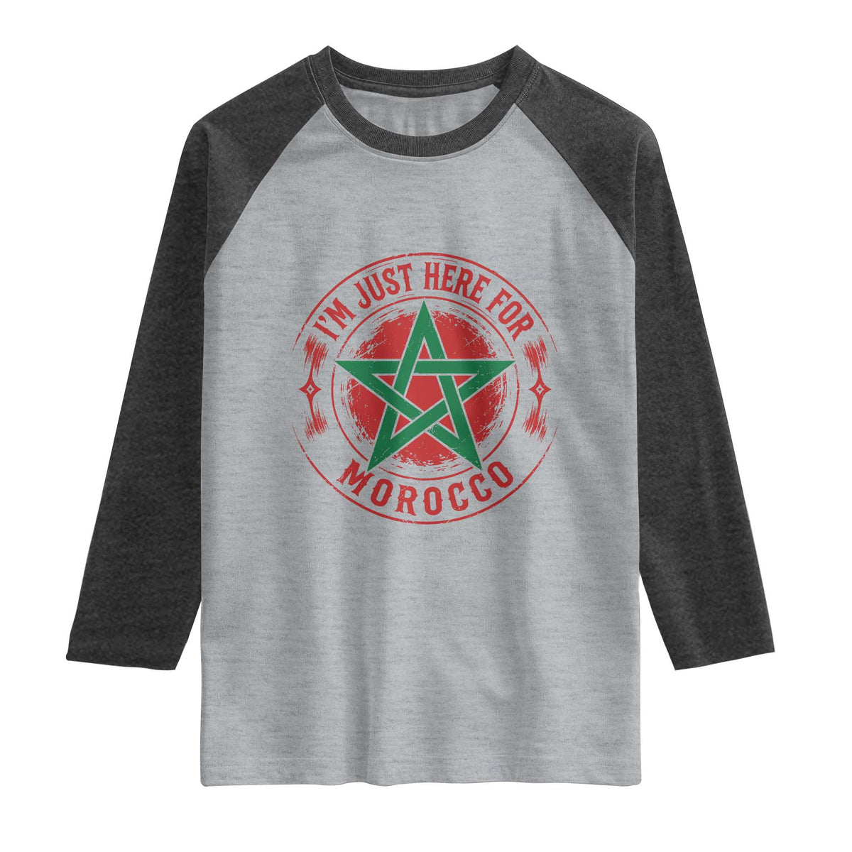 I'm Just Here for Morocco Raglan Shirt Funny Moroccan Pride Supporter Sports Fan
