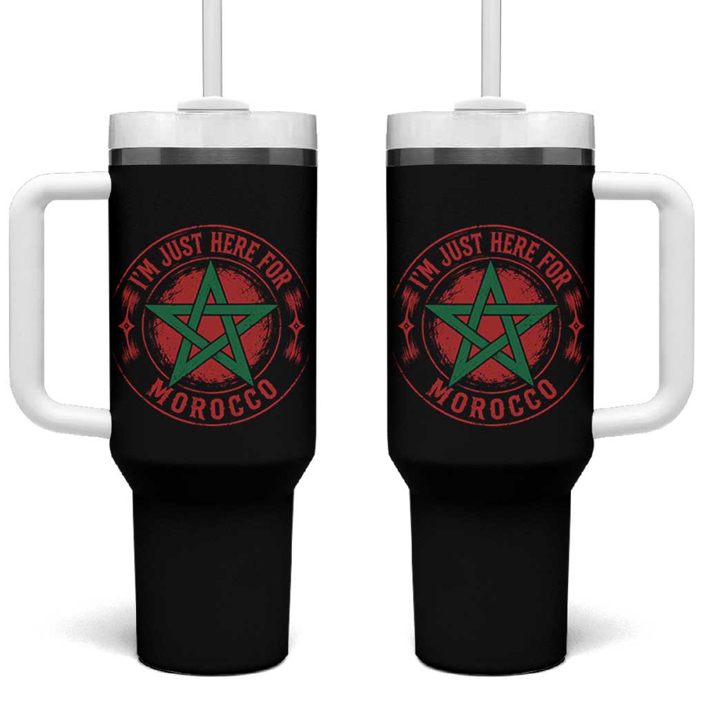 I'm Just Here for Morocco Tumbler With Handle Funny Moroccan Pride Supporter Sports Fan