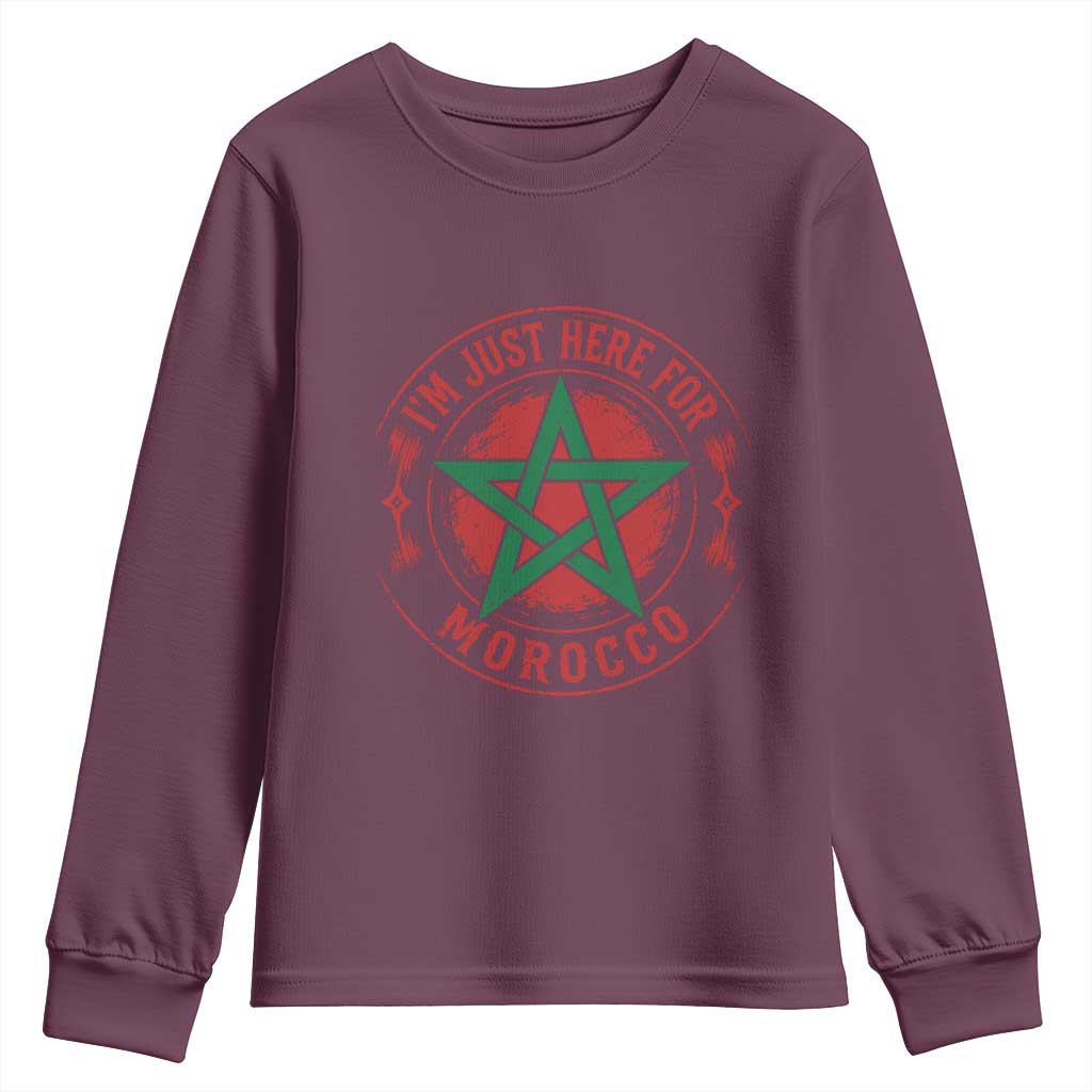 I'm Just Here for Morocco Youth Sweatshirt Funny Moroccan Pride Supporter Sports Fan