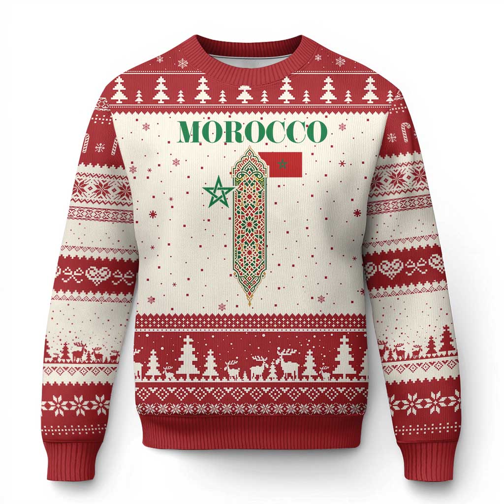 Traditional Moroccan Mosaic Archway Graphic Ugly Christmas Sweater Morocco Architecture Tile Pattern