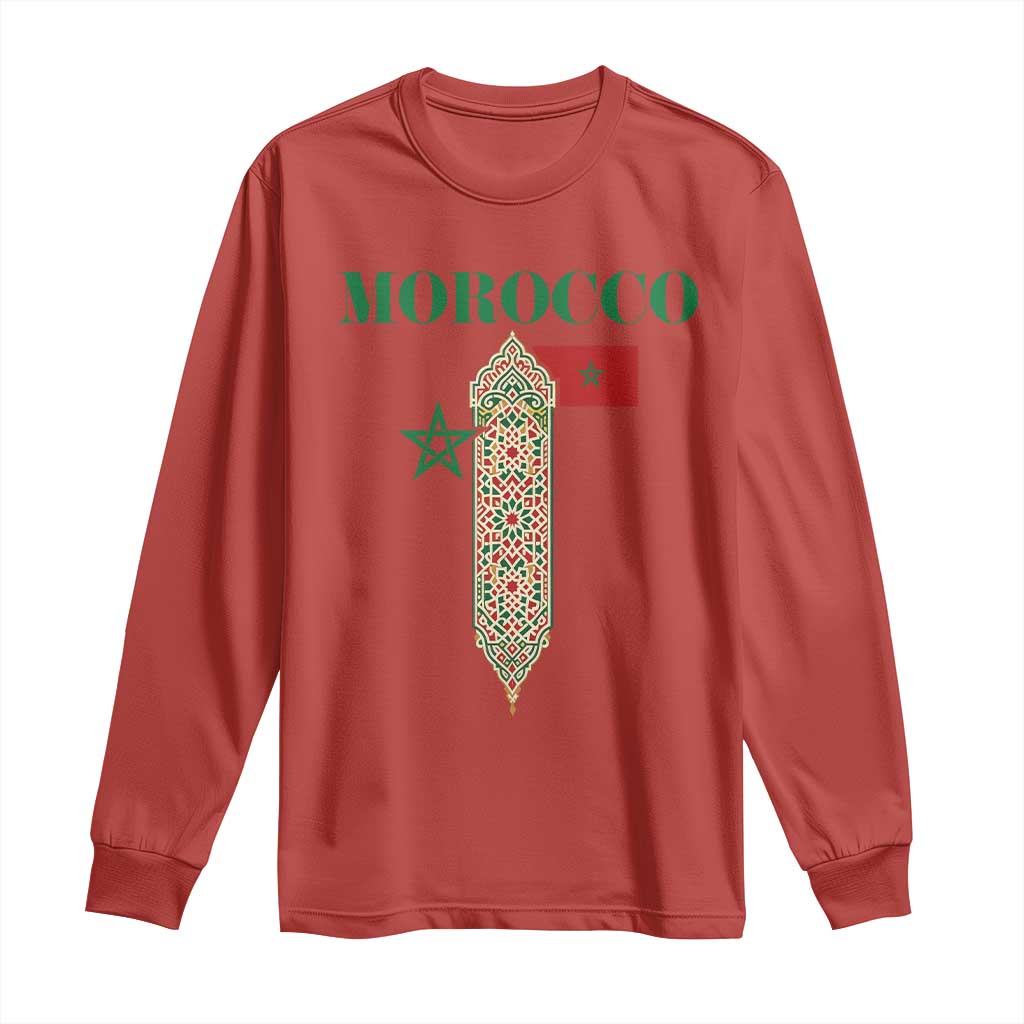 Traditional Moroccan Mosaic Archway Graphic Long Sleeve Shirt Morocco Architecture Tile Pattern