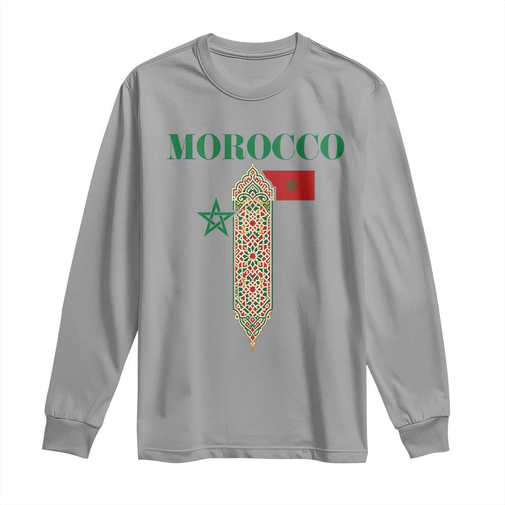 Traditional Moroccan Mosaic Archway Graphic Long Sleeve Shirt Morocco Architecture Tile Pattern