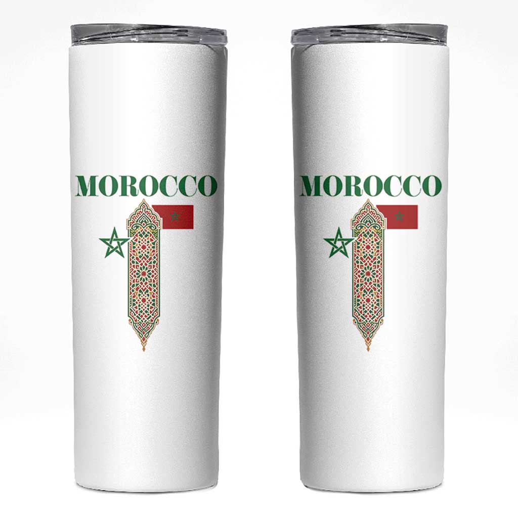 Traditional Moroccan Mosaic Archway Graphic Skinny Tumbler Morocco Architecture Tile Pattern