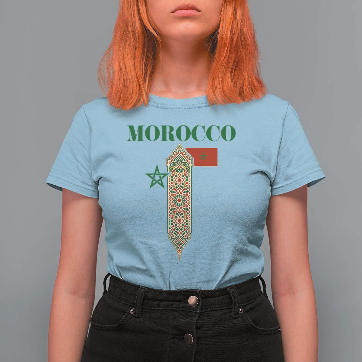 Traditional Moroccan Mosaic Archway Graphic T Shirt For Women Morocco Architecture Tile Pattern