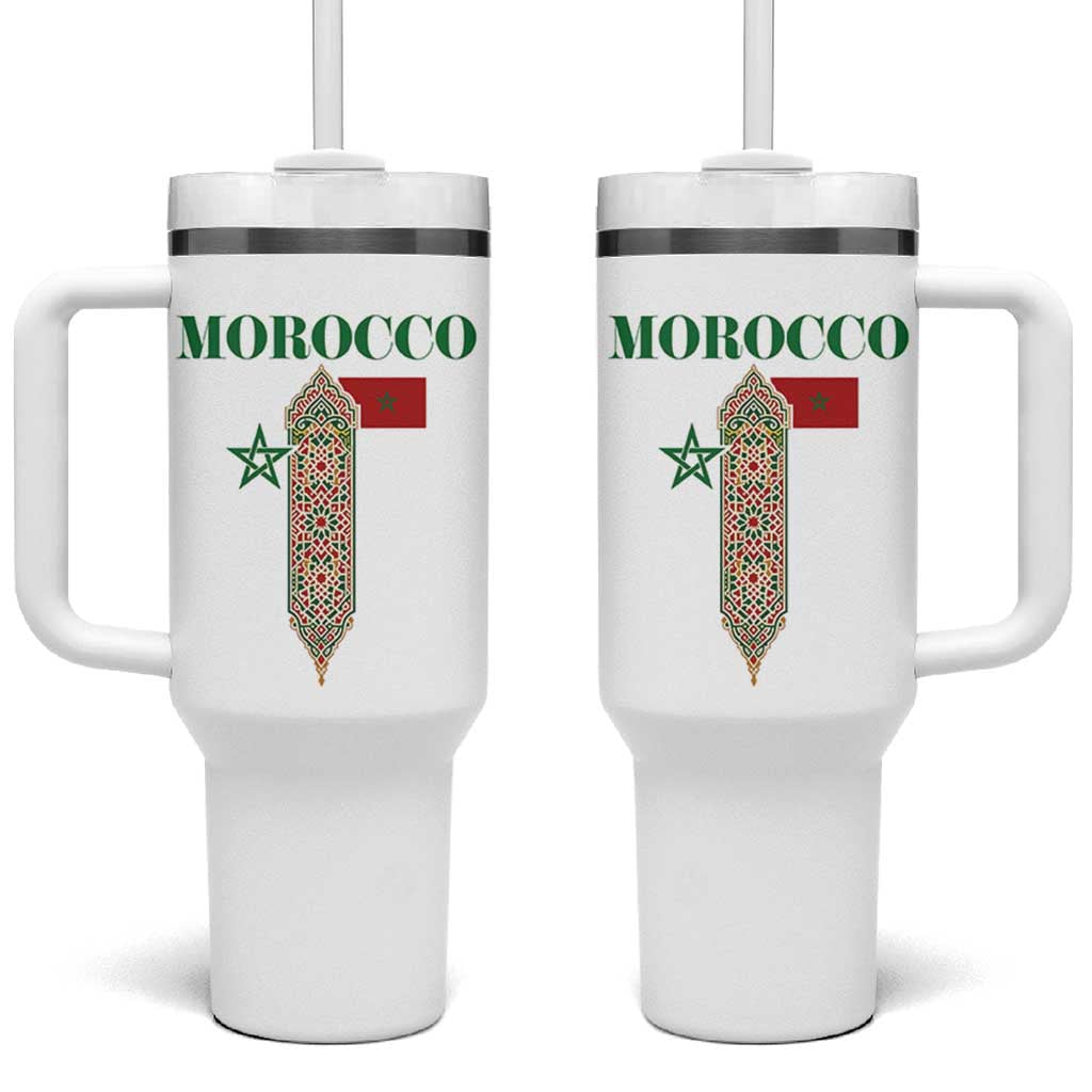 Traditional Moroccan Mosaic Archway Graphic Tumbler With Handle Morocco Architecture Tile Pattern