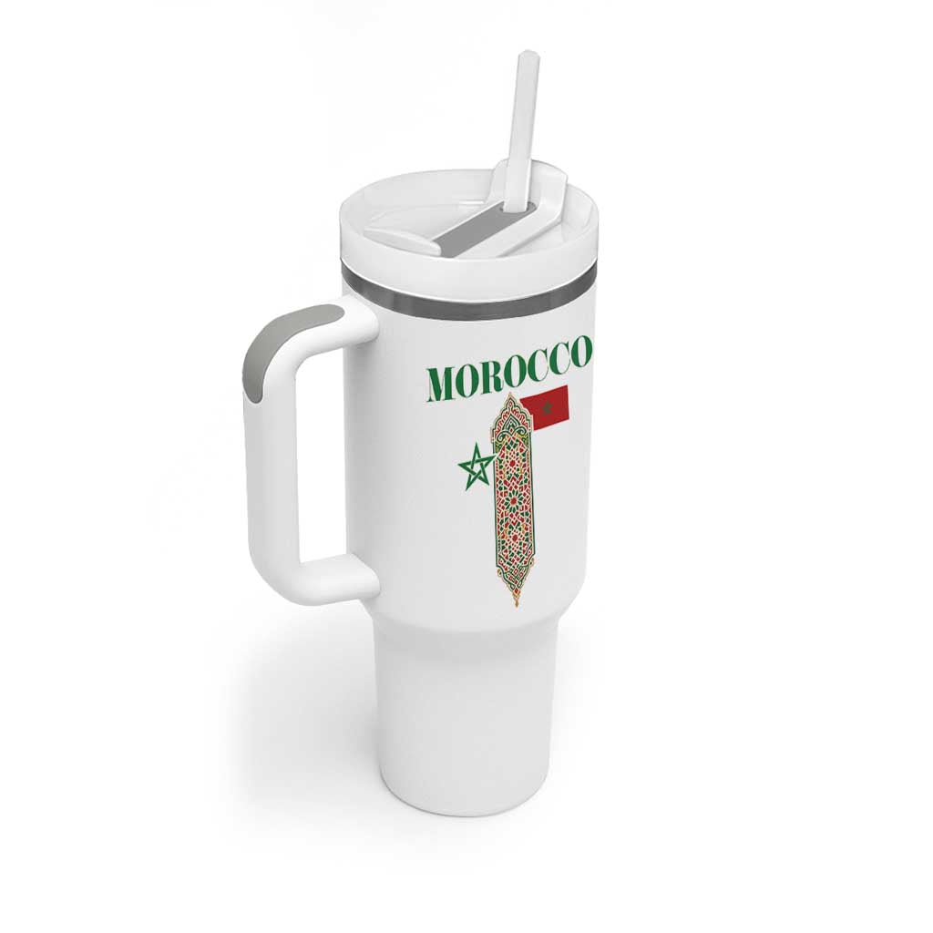 Traditional Moroccan Mosaic Archway Graphic Tumbler With Handle Morocco Architecture Tile Pattern