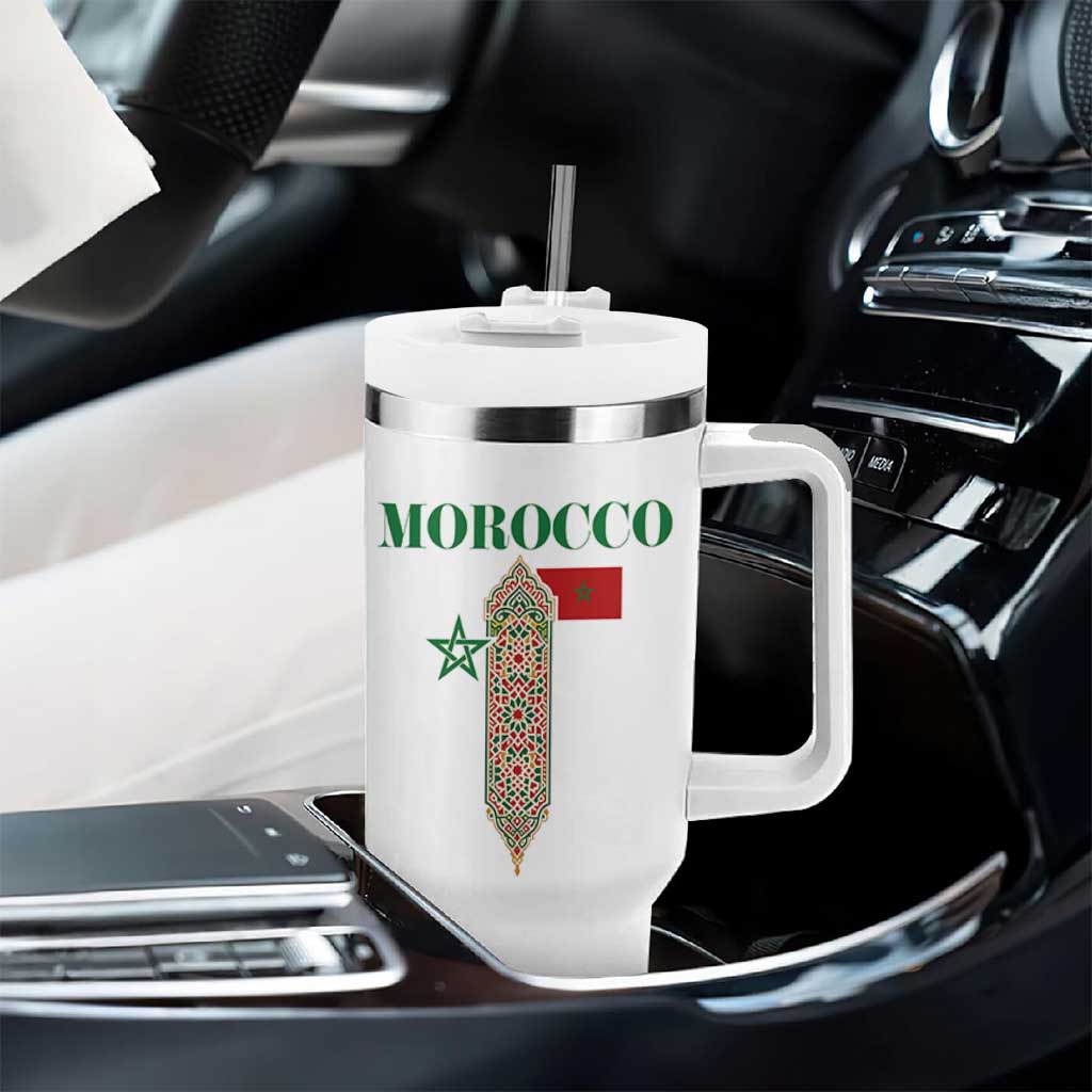 Traditional Moroccan Mosaic Archway Graphic Tumbler With Handle Morocco Architecture Tile Pattern
