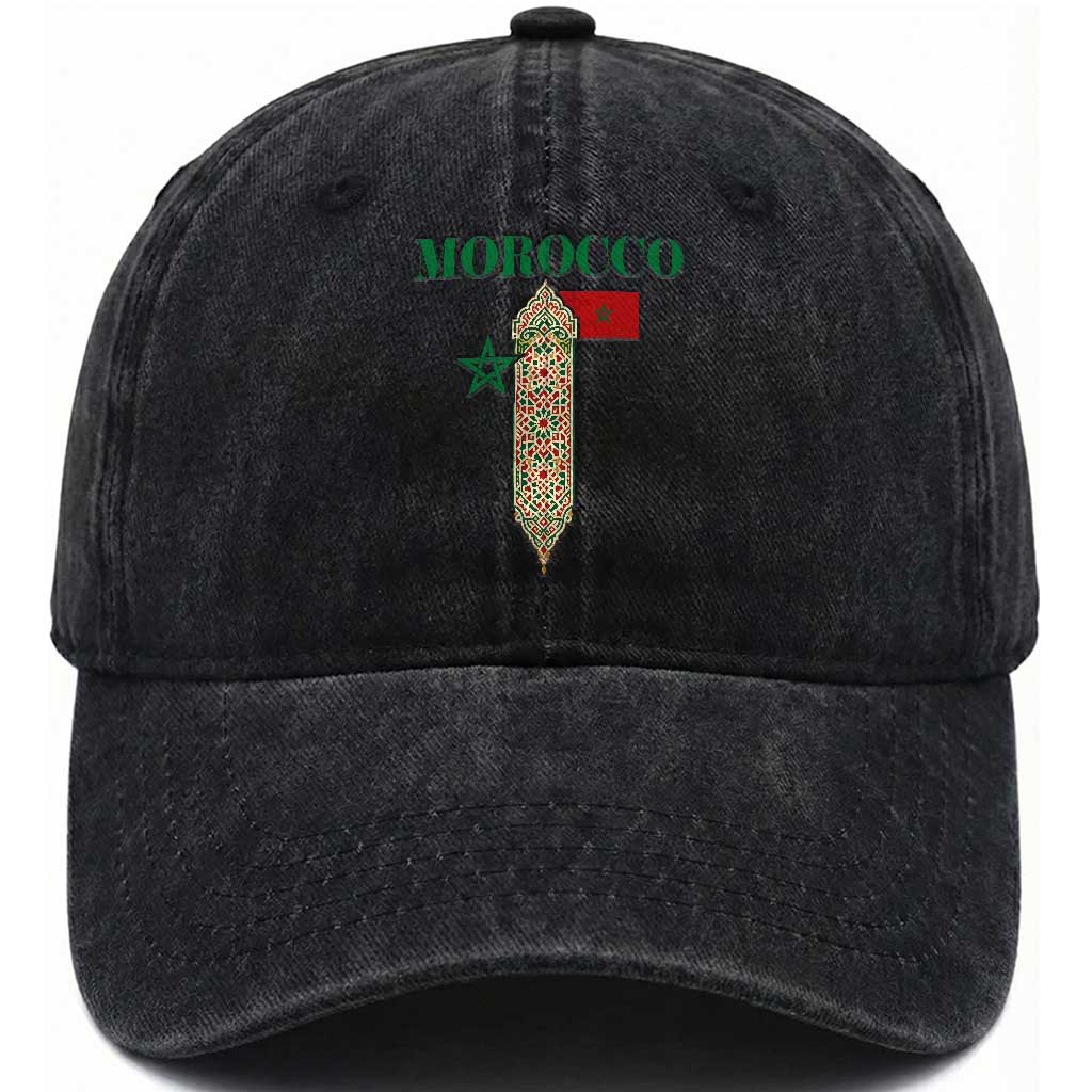 Traditional Moroccan Mosaic Archway Graphic Washed Cotton Baseball Cap Morocco Architecture Tile Pattern