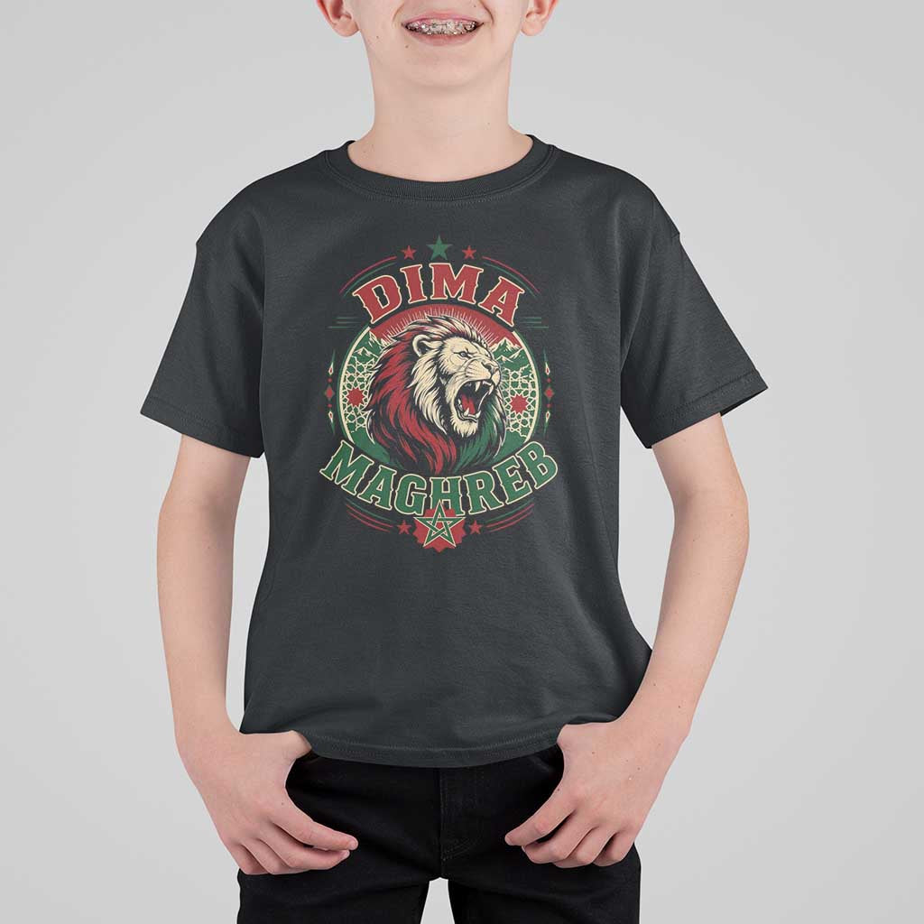 Dima Maghreb Morocco Lion Roar T Shirt For Kid Proud Patriotic Moroccan Spirit Heritage Support