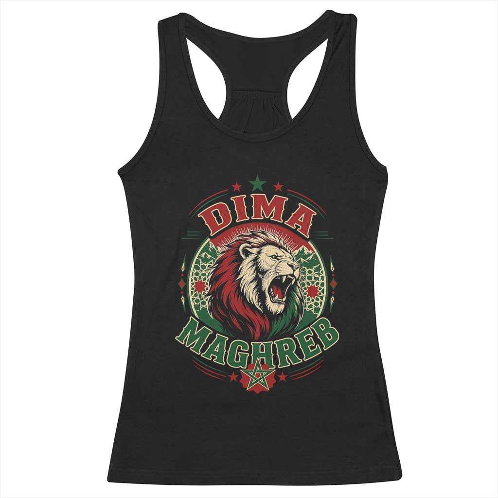 Dima Maghreb Morocco Lion Roar Racerback Tank Top Proud Patriotic Moroccan Spirit Heritage Support